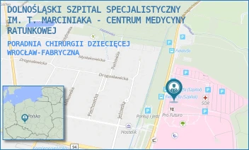 PORADNIA CHIRURGII DZIECIĘCEJ - DOLNOŚLĄSKI SZPITAL SPECJALISTYCZNY IM. T. MARCINIAKA - CENTRUM MEDYCYNY RATUNKOWEJ - UL. GEN. AUGUSTA EMILA FIELDORFA 2,  WROCŁAW-FABRYCZNA