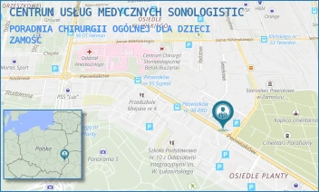 PORADNIA CHIRURGII OGÓLNEJ DLA DZIECI - CENTRUM USŁUG MEDYCZNYCH SONOLOGISTIC - PEOWIAKÓW 1B,  ZAMOŚĆ