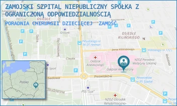 PORADNIA CHIRURGII DZIECIĘCEJ - ZAMOJSKI SZPITAL NIEPUBLICZNY SPÓŁKA Z OGRANICZONĄ ODPOWIEDZIALNOŚCIĄ - PEOWIAKÓW 1,  ZAMOŚĆ