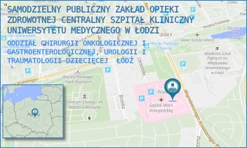 ODDZIAŁ CHIRURGII ONKOLOGICZNEJ I GASTROENTEROLOGICZNEJ, UROLOGII I TRAUMATOLOGII DZIECIĘCEJ - SAMODZIELNY PUBLICZNY ZAKŁAD OPIEKI ZDROWOTNEJ CENTRALNY SZPITAL KLINICZNY UNIWERSYTETU MEDYCZNEGO W ŁODZI - UL. SPORNA 36/50,  ŁÓDŹ