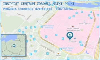 PORADNIA CHIRURGII DZIECIĘCEJ - INSTYTUT CENTRUM ZDROWIA MATKI POLKI - UL. RZGOWSKA 281/289,  ŁÓDŹ-GÓRNA