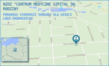 PORADNIA CHIRURGII OGÓLNEJ DLA DZIECI - NZOZ "CENTRUM MEDYCZNE SZPITAL ŚW. RODZINY - UL. PILOTA STANISŁAWA WIGURY 19,  ŁÓDŹ-ŚRÓDMIEŚCIE