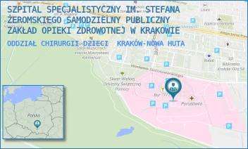 ODDZIAŁ CHIRURGII DZIECI - SZPITAL SPECJALISTYCZNY IM. STEFANA ŻEROMSKIEGO SAMODZIELNY PUBLICZNY ZAKŁAD OPIEKI ZDROWOTNEJ W KRAKOWIE - UL. OS. NA SKARPIE 66,  KRAKÓW-NOWA HUTA