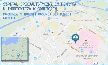 PORADNIA CHIRURGII OGÓLNEJ DLA DZIECI - SZPITAL SPECJALISTYCZNY IM.HENRYKA KLIMONTOWICZA W GORLICACH - UL. WĘGIERSKA 21,  GORLICE