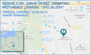 PORADNIA CHIRURGII DZIECIĘCEJ - NIEPUBLICZNY ZAKŁAD OPIEKI ZDROWOTNEJ PRZYCHODNIA LEKARSKA "SPECJALISTA" - UL. RUSZNIKARSKA 17,  KRAKÓW-KROWODRZA