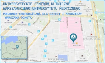 PORADNIA CHIRURGICZNA DLA DZIECI I MŁODZIEŻY - UNIWERSYTECKIE CENTRUM KLINICZNE WARSZAWSKIEGO UNIWERSYTETU MEDYCZNEGO - ŻWIRKI I WIGURY 63A,  WARSZAWA OCHOTA