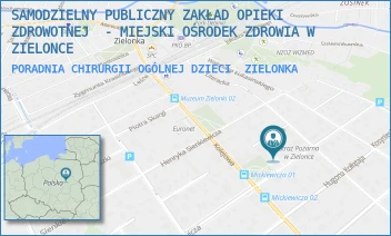 PORADNIA CHIRURGII OGÓLNEJ DZIECI - MIEJSKA PRZYCHODNIA ZDROWIA SAMODZIELNY PUBLICZNY ZAKŁAD OPIEKI ZDROWOTNEJ W ZIELONCE - MICKIEWICZA 18,  ZIELONKA