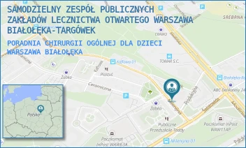 PORADNIA CHIRURGII OGÓLNEJ DLA DZIECI - SAMODZIELNY ZESPÓŁ PUBLICZNYCH ZAKŁADÓW LECZNICTWA OTWARTEGO WARSZAWA BIAŁOŁĘKA-TARGÓWEK - MILENIJNA 4,  WARSZAWA BIAŁOŁĘKA