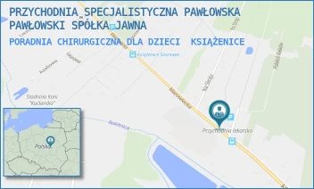PORADNIA CHIRURGICZNA DLA DZIECI - PRZYCHODNIA SPECJALISTYCZNA PAWŁOWSKA PAWŁOWSKI SPÓŁKA JAWNA - MAZOWIECKA 136A,  KSIĄŻENICE