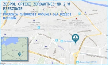 PORADNIA CHIRURGII OGÓLNEJ DLA DZIECI - ZESPÓŁ OPIEKI ZDROWOTNEJ NR 2 W RZESZOWIE - UL. ALEKSANDRA FREDRY 9,  RZESZÓW