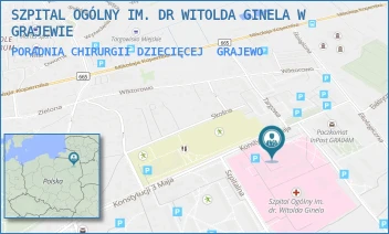 PORADNIA CHIRURGII DZIECIĘCEJ - SZPITAL OGÓLNY IM. DR WITOLDA GINELA W GRAJEWIE - KONSTYTUCJI 3 MAJA 34,  GRAJEWO