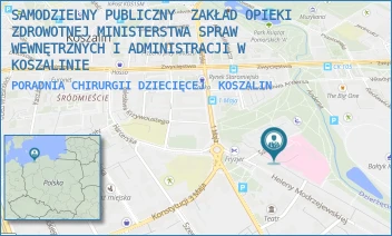 PORADNIA CHIRURGII DZIECIĘCEJ - SAMODZIELNY PUBLICZNY  ZAKŁAD OPIEKI ZDROWOTNEJ MINISTERSTWA SPRAW WEWNĘTRZNYCH I ADMINISTRACJI W KOSZALINIE - SZPITALNA 2,  KOSZALIN