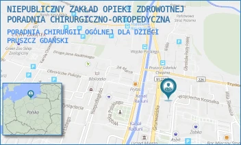 PORADNIA CHIRURGII OGÓLNEJ DLA DZIECI - NIEPUBLICZNY ZAKŁAD OPIEKI ZDROWOTNEJ PORADNIA CHIRURGICZNO-ORTOPEDYCZNA - UL. GRUNWALDZKA 25,  PRUSZCZ GDAŃSKI