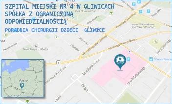 PORADNIA CHIRURGII DZIECI - SZPITAL MIEJSKI W GLIWICACH SPÓŁKA Z OGRANICZONĄ ODPOWIEDZIALNOŚCIĄ - UL. TADEUSZA KOŚCIUSZKI 29,  GLIWICE