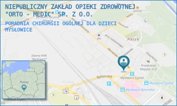 PORADNIA CHIRURGII OGÓLNEJ DLA DZIECI - NIEPUBLICZNY ZAKŁAD OPIEKI ZDROWOTNEJ "ORTO - MEDIC" SP. Z O.O. - UL. ŚWIERCZYNY 1,  MYSŁOWICE