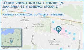 PORADNIA CHIRURGICZNA DLA DZIECI - CENTRUM ZDROWIA DZIECKA I RODZINY IM. JANA PAWŁA II W SOSNOWCU SPÓŁKA Z O.O. - UL. G.ZAPOLSKIEJ 3,  SOSNOWIEC