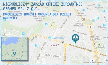 PORADNIA CHIRURGII OGÓLNEJ DLA DZIECI - NIEPUBLICZNY ZAKŁAD OPIEKI ZDROWOTNEJ GERMEN SP. Z O.O. - UL. KS.KARD. STEF. WYSZYŃSKIEGO 4,  KATOWICE