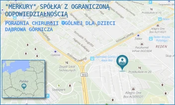 PORADNIA CHIRURGII OGÓLNEJ DLA DZIECI - "MERKURY" SPÓŁKA Z OGRANICZONĄ ODPOWIEDZIALNOŚCIĄ - UL. KAROLA ADAMIECKIEGO 13,  DĄBROWA GÓRNICZA