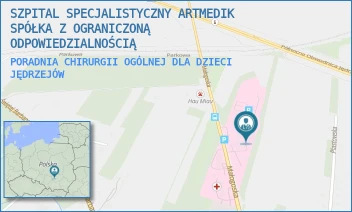 PORADNIA CHIRURGII OGÓLNEJ DLA DZIECI - SZPITAL SPECJALISTYCZNY ARTMEDIK SPÓŁKA Z OGRANICZONĄ ODPOWIEDZIALNOŚCIĄ - MAŁOGOSKA 25,  JĘDRZEJÓW