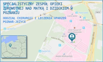 ODDZIAŁ CHIRURGII I LECZENIA OPARZEŃ - SPECJALISTYCZNY ZESPÓŁ OPIEKI ZDROWOTNEJ NAD MATKĄ I DZIECKIEM W POZNANIU - ADAMA WRZOSKA 1,  POZNAŃ-JEŻYCE
