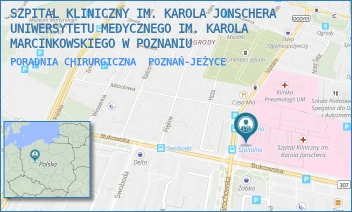 PORADNIA CHIRURGICZNA - SZPITAL KLINICZNY IM. KAROLA JONSCHERA UNIWERSYTETU MEDYCZNEGO IM. KAROLA MARCINKOWSKIEGO W POZNANIU - SZPITALNA 27/33,  POZNAŃ-JEŻYCE