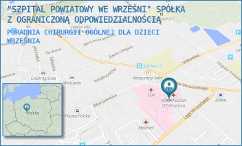 PORADNIA CHIRURGII OGÓLNEJ DLA DZIECI - "SZPITAL POWIATOWY WE WRZEŚNI" SPÓŁKA Z OGRANICZONĄ ODPOWIEDZIALNOŚCIĄ - SŁOWACKIEGO 2,  WRZEŚNIA