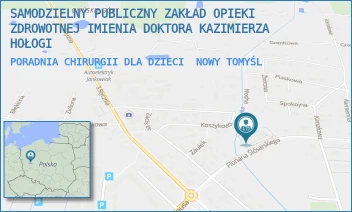 PORADNIA CHIRURGII DLA DZIECI - SAMODZIELNY PUBLICZNY ZAKŁAD OPIEKI ZDROWOTNEJ IMIENIA DOKTORA KAZIMIERZA HOŁOGI - FLORIANA ŚLÓSARSKIEGO 4A,  NOWY TOMYŚL