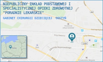 GABINET CHIRURGII DZIECIĘCEJ - NIEPUBLICZNY ZAKŁAD PODSTAWOWEJ I SPECJALISTYCZNEJ OPIEKI ZDROWOTNEJ "PORADNIE LEKARSKIE" - PRZY DWORCU 4,  GOSTYŃ