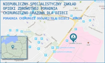 PORADNIA CHIRURGII OGÓLNEJ DLA DZIECI - NIEPUBLICZNY SPECJALISTYCZNY ZAKŁAD OPIEKI ZDROWOTNEJ PORADNIA CHIRURGICZNO-URAZOWA DLA DZIECI - SZPITALNA 45,  KONIN
