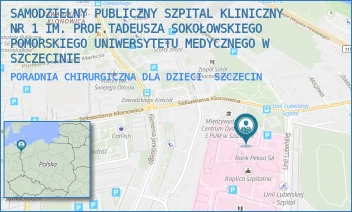 PORADNIA CHIRURGICZNA DLA DZIECI - UNIWERSYTECKI SZPITAL KLINICZNY NR 1 IM. PROF. TADEUSZA SOKOŁOWSKIEGO PUM W SZCZECINIE - UNII LUBELSKIEJ 1,  SZCZECIN