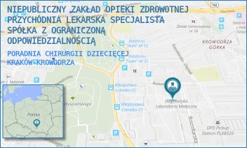 PORADNIA CHIRURGII DZIECIĘCEJ - NIEPUBLICZNY ZAKŁAD OPIEKI ZDROWOTNEJ PRZYCHODNIA LEKARSKA SPECJALISTA SPÓŁKA Z OGRANICZONĄ ODPOWIEDZIALNOŚCIĄ - UL. RUSZNIKARSKA 17,  KRAKÓW-KROWODRZA