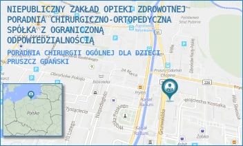PORADNIA CHIRURGII OGÓLNEJ DLA DZIECI - NIEPUBLICZNY ZAKŁAD OPIEKI ZDROWOTNEJ PORADNIA CHIRURGICZNO-ORTOPEDYCZNA SPÓŁKA Z OGRANICZONĄ ODPOWIEDZIALNOŚCIĄ - UL. GRUNWALDZKA 25,  PRUSZCZ GDAŃSKI